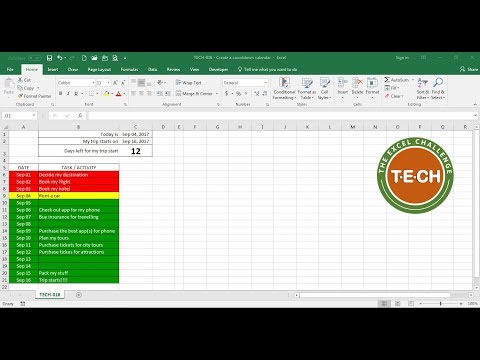 TECH-016 - Create a countdown calendar and combine it with conditional formatting for each task