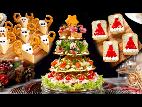 Christmas snacks - Delicious Pyramid, Christmas trees, Santas, reindeers, hats and strawberries