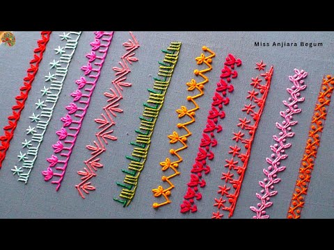 Basic Embroidery stitches,  Basic Stitched Border Design,  সহজ সেলাই, सरल सिलाई
