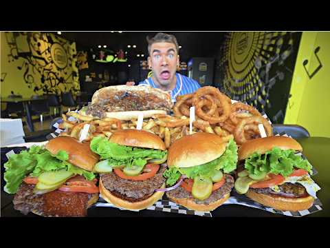 THE INSANE BURGER CHALLENGE MADE TO FEED 5 PEOPLE, BY MYSELF! Joel Hansen