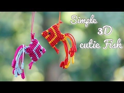 Macrame Simple 3D square fish keychain - Hướng dẫn làm móc khóa con cá đơn giản