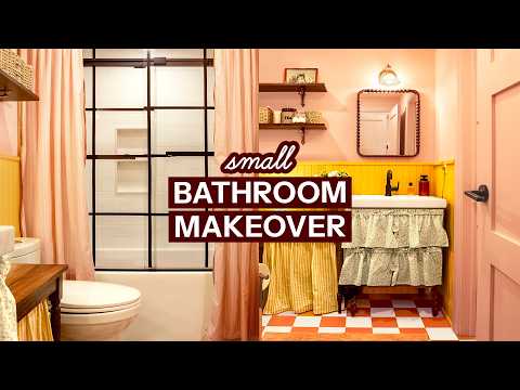 42 SQ FT small bathroom MAKEOVER with renter-friendly DIYs