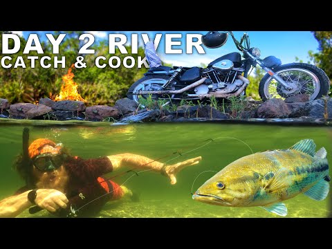 Underwater Catch & Cook On the Harley Chopper | Day 2 of 7 Motorcycle Camping Maine Easy Rider