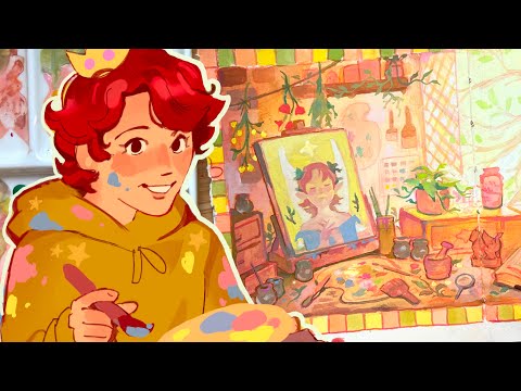 redesigning my new channel banner! ✿ gouache painting process