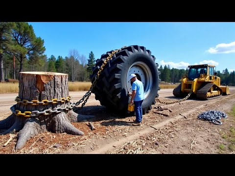 Extreme Dangerous Fastest Big Chainsaw Cutting Tree Machines | Monster Stump Removal Excavator