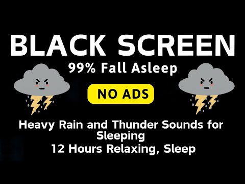 🔴 Heavy Rain and Thunder Sounds for Sleeping - Black Screen | Defeat Insomnia in 5 Minutes