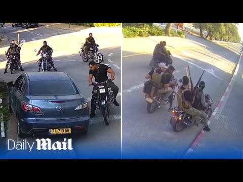 Heavily armed Hamas terrorists steal car after attack on Be’eri Kibbutz in Israel