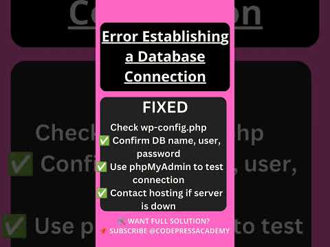 Fix Error Establishing a Database Connection in WordPress #shorts