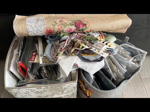 293. Начатыши! Все мои начатые процессы! Больше 50? Вышивка крестиком