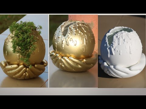 DIY- Cement Pot With Gloves/Cement Craft Ideas