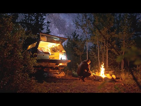 Solo Truck Camping in my Cozy Truck Bed Camper | Relaxing ASMR | Sounds of Nature and Camping