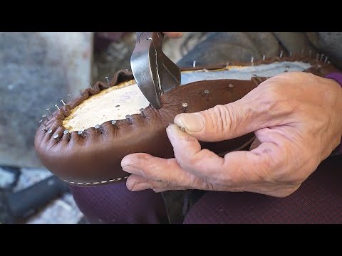 Sophisticated work! The process of making custom handmade hiking boots