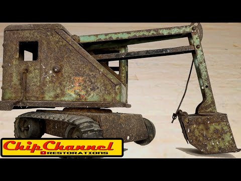 1930s Marx Lumar Automatic Scoop Powered Steam Shovel Toy Crane Restoration 4K