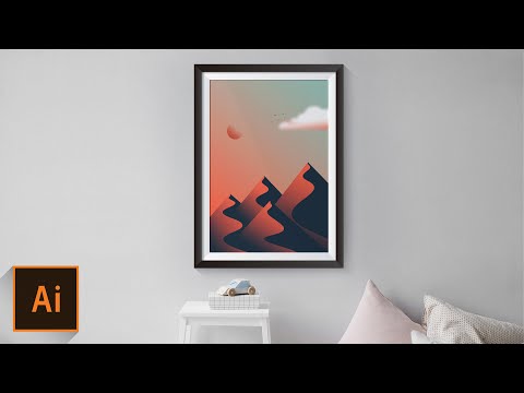 Make flat mountain landscape design | Illustrator tutorial