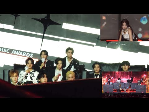 ENHYPEN & Stray Kids reaction to LESSERAFIM (intro + unforgiven + fire in the belly) in GDA 2024