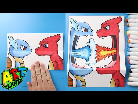 How to Draw a Charmeleon vs Wartortle Surprise Fold
