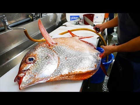 Japanese Street Food - GIANT OPAH SUNFISH Okinawa Japan