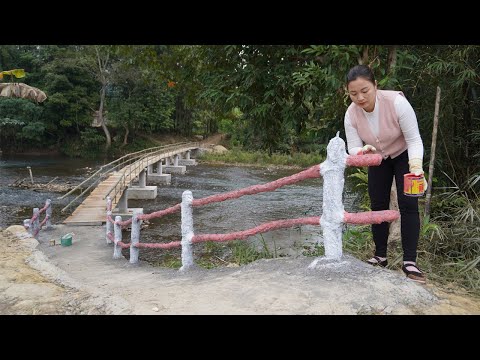 My Travel Holiday 125 Days Building a iron Bridge 10k$ Over Stream - Railing Finished Paint