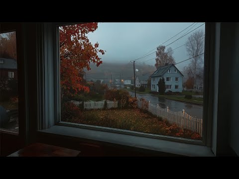 Gloomy Fall Evening Rain In Rhode Island🍂🌧️Calm Rain Ambience For Reading, Sleeping, Etc.