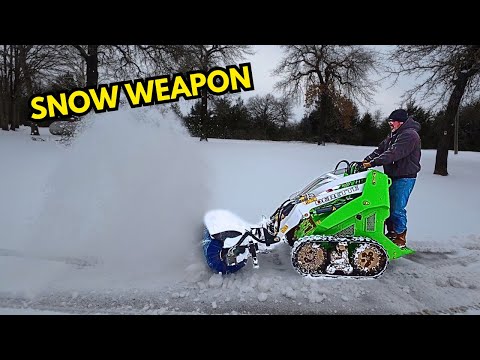 This Angle Broom Turns a Chinese Mini Skid Steer Into a Snow Weapon