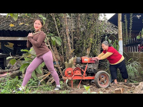 The genius girl repaired the engine of the generator.