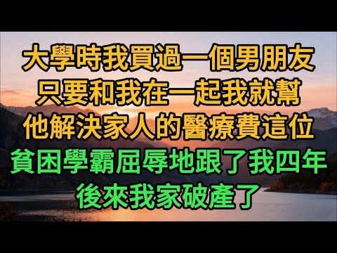 #大學時我買過一個男朋友，只要和我在一起，我就幫他解決家人的醫療費，這位貧困學霸屈辱地跟了我四年，後來我家破產了。甜文 #言情小說 #爽文