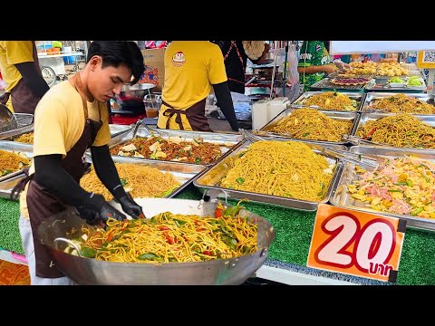 10 Varieties of Fried Noodles! Street Chef Cooking $0.55 Fried Noodles Non-Stop! - Thai Street Food