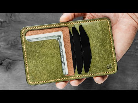 Making minimalist leather wallet card holder handmade DIY PDF pattern How it's made?