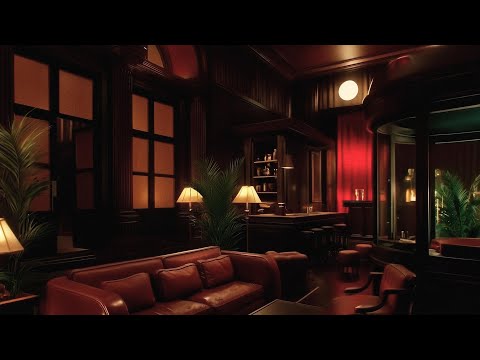 classic jazz from the 1940s playing in a cozy lounge on a rainy night