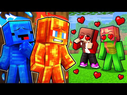 ELEMENTAL JJ and Mikey Escape From Girls In LOVE - Minecraft Maizen Animations