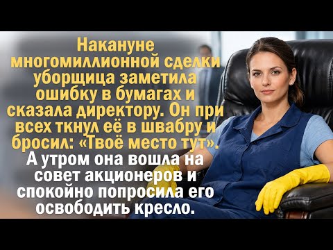Накануне многомиллионной сделки уборщица заметила ошибку в бумагах и сказала директору. Он при всех