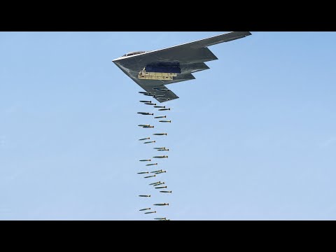 US Most Feared B-2 Stealth Bomber Dropping Tons of Bombs on Ground Targets
