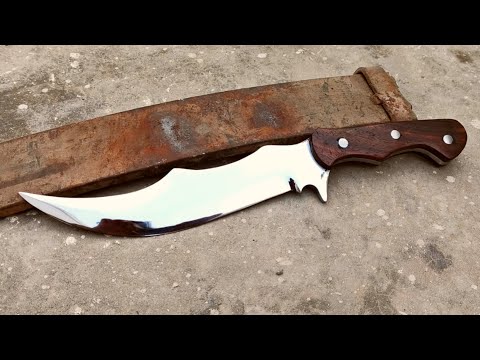 I made a Sharp and strong hunting knife from leaf spring_#metalworking