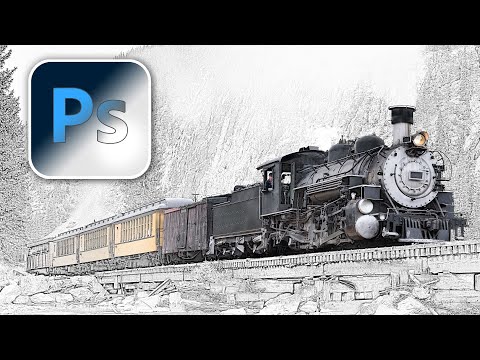 Photo to sketch in Photoshop, blending into reality