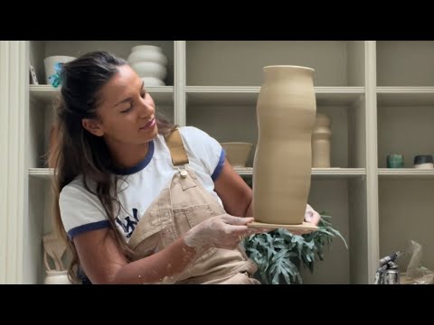 Throwing a tall ceramic vase in 2 parts