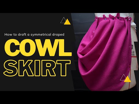 How to cut and sew a draped cowl skirt || e28 fashion school || 2021