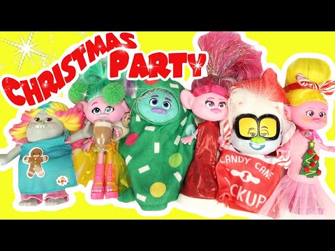 Trolls Band Together Movie Christmas Party with Poppy, Branch, Viva, Bridget Dolls