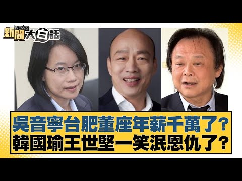 吳音寧台肥董座年薪千萬了？韓國瑜王世堅一笑泯恩仇了？【#新聞大白話】20251101-9｜#羅旺哲 #王鴻薇 #鄭村棋