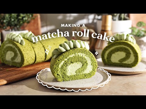 Matcha Roll Cake 🌱 baking the softest roll cake at home