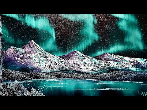 Bob Ross Certified Instructor Oil Painting "northern lights" -