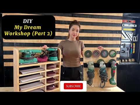 DIY Sanding Storage Cabinet and Grinder Storage Rack | DIY Building my Dream workshop  (Part 2 )