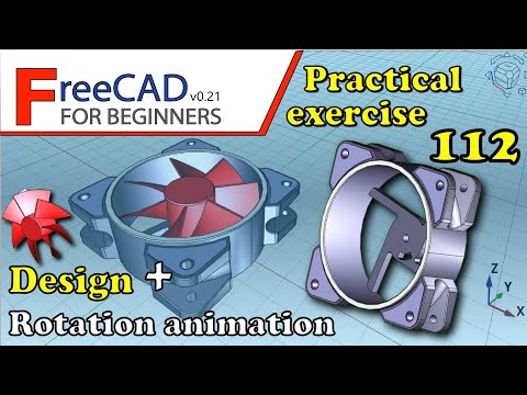 FreeCAD 0.21 Beginners tutorial: practical exercise 112 (Design + rotation animation using macro)