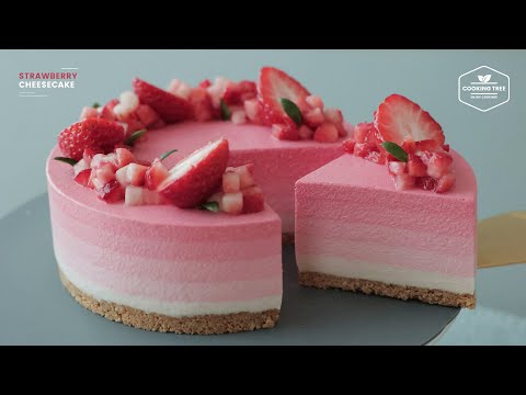 It's easy to make beautiful No-Bake Strawberry Cheesecake * No Oven Dessert Recipe