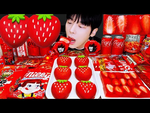 ASMR MUKBANG | GALAXY HONEY JELLY CANDY RECIPE Desserts (RED Food, Noodles Jelly, Ice cream)