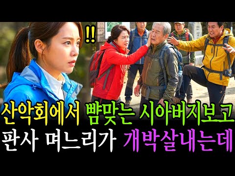 산악회에서 발로 차이고 뺨맞는 시아버지보고 , 판사 며느리가  나타나 개박살내는데