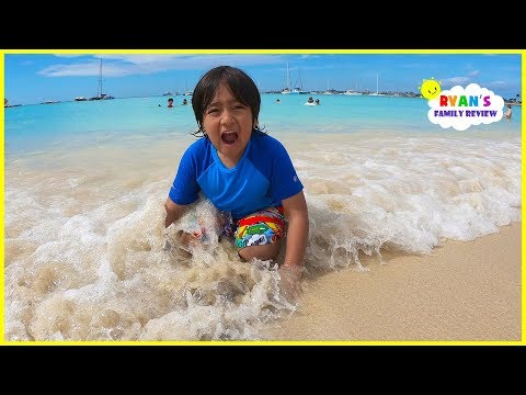 Family Fun Day at the Beach and playing in the sand with Ryan's Family Review!!!