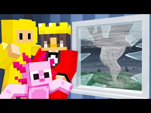 We Survived A TORNADO In Minecraft!
