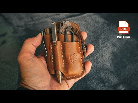 Making a Leather EDC Pocket Organizer - ASMR [DIY - PDF Pattern]