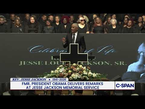 Former President Barack Obama gives remarks at memorial for Rev. Jesse Jackson.