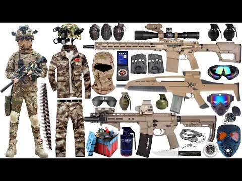Special Forces military toy gun set unboxing, Draco AK, RPG rocket launcher,hunting rifle,Colt M1991